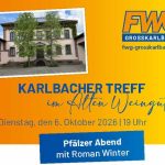 Pfälzer Abend der FWG mit Neuem Wein und Zwiebelkuchen